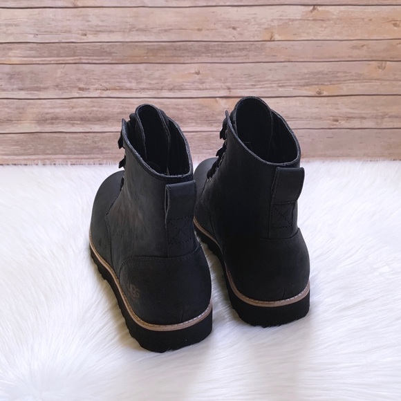 UGG Men’s Ritter Black Leather Waterproof Boots - Picture 5 of 8